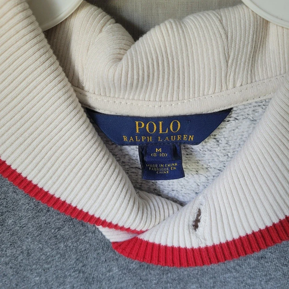 Polo Ralph Lauren Girls Dress M 8 10 Gray Fleece Toggle Neck Preppy Winter Ski